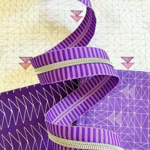 Wide Purple Stripe Zipper Tape with Nickel Teeth