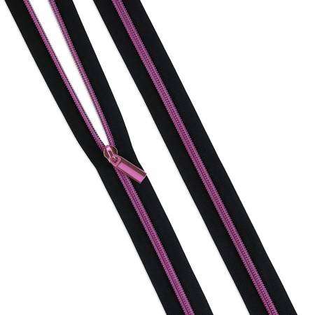 Black #5 Nylon Tula Pink Coil Zipper 3yds and 9 Pulls - Image 2